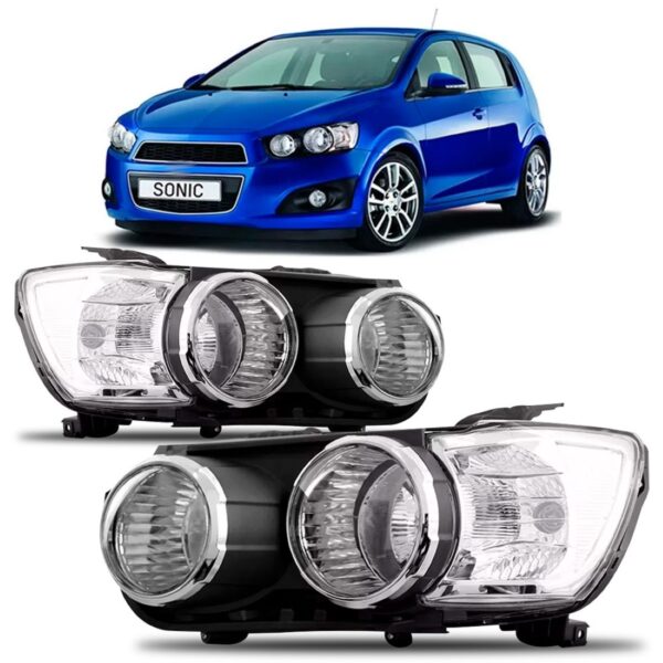 Farol Sonic Aro Cromado 2012 2013 2014 2015 2016 2017. Lado Esquerdo