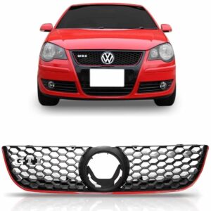 Grade Radiador Com Friso Vermelho Polo Gti 2007 2008 A 2011 Preto