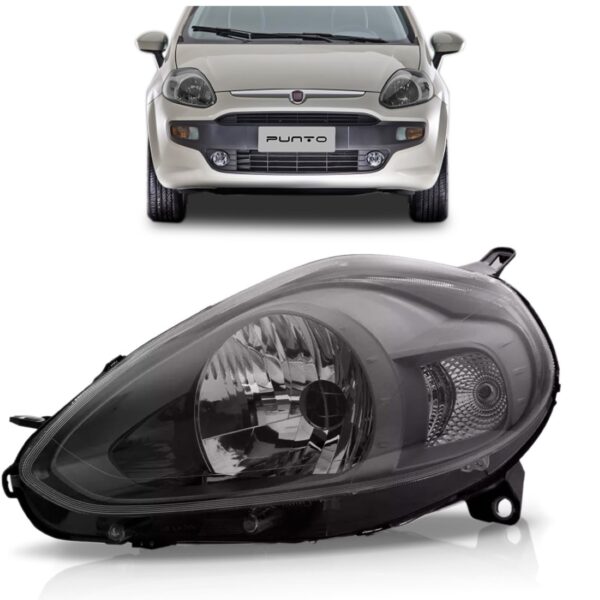 Farol Fiat Punto 12 13 2014 15 16 17 18 Sport Cinza 1ª Linha Esquerdo/motorista