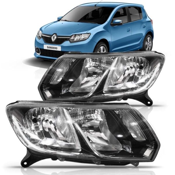 Farol Logan 2015 2016 Renault Mascara Negra 1ª Linha Direito/passageiro
