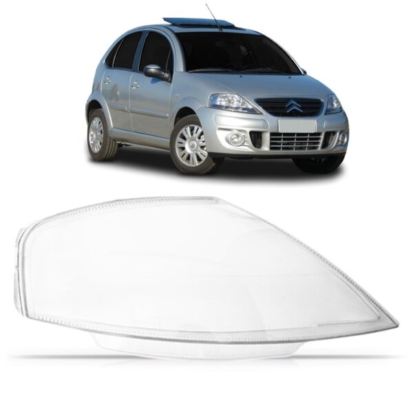 Lente Farol Citroen C3 2003 2004 2005 2006 07 08 2009 2010 Lado Direito