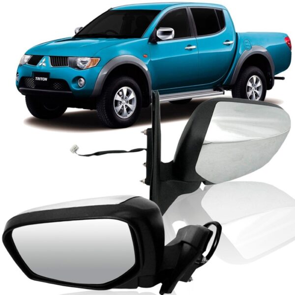 Retrovisor L200 Triton & Dakar Cromado Retrátil Direito Passageiro Direito