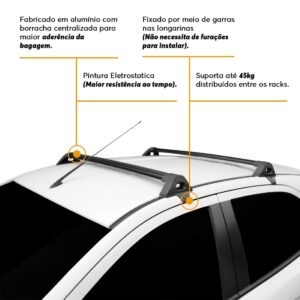 Rack De Teto Para Ford Ka 2015 2016 Alumínio Preto Preto
