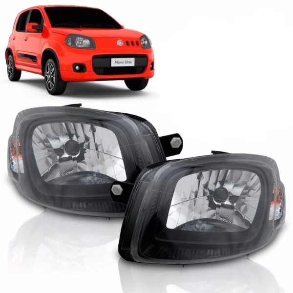 Farol Novo Uno Way 2010 11 12 2013 Mascara Negra 1ª Linha - Esquerdo/motorista