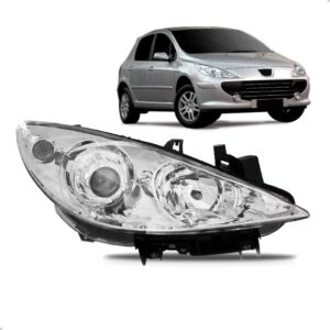 Farol Peugeot 307 Ano 2007 08 09 10 11 Com Auxiliar 1ª Linha Direito/passageiro