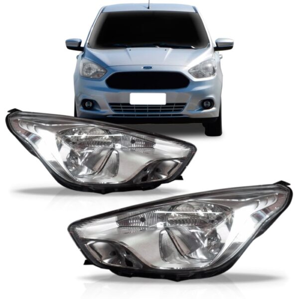 Farol Ford Ka 2014 2015 2016 2017 Cromado New Ka 1ª Linha Esquerdo/motorista