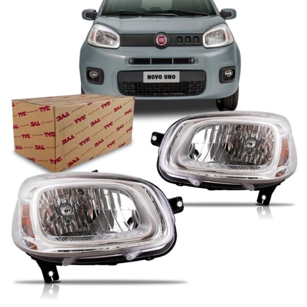 Farol Uno 2015 2016 2017 2018 Cromado 1ª Linha - Esquerdo/motorista