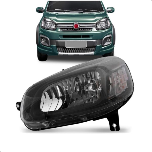 Farol Uno 15 16 17 18 19 A 2024 Mascara Negra Fume 1ª Linha Esquerdo/motorista
