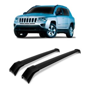 Travessa Rack Teto Jeep Compass 2016 17 2018 Preto Aluminio Preto
