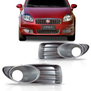 Tela Aplique Do Parachoque Milha Linea 2008 A 2013 Cinza Lado Esquerdo