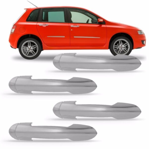 Kit Aplique Capa De Maçaneta Cromada Stilo  Para 4 Portas