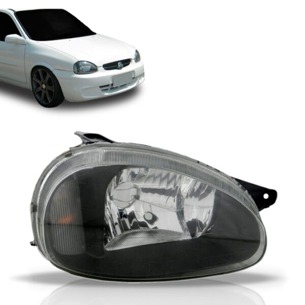 Farol Corsa Mascara Negra 2000 01 02 2003 A 10 Liso 1ª Linha - Direito/passageiro