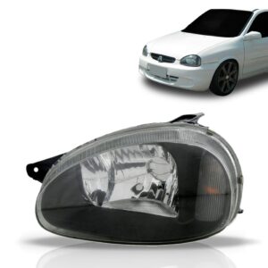 Farol Corsa Mascara Negra 2000 01 02 2003 A 10 Liso 1ª Linha Esquerdo/motorista