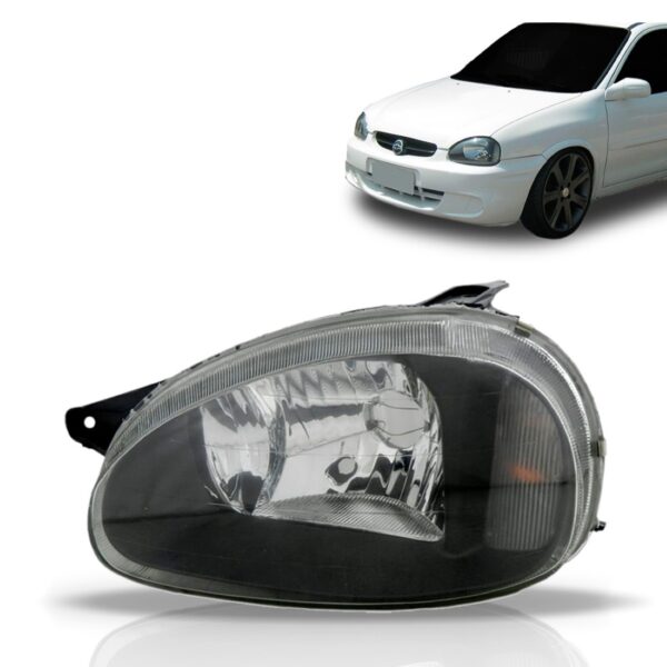 Farol Corsa Mascara Negra 2000 01 02 2003 A 10 Liso 1ª Linha Esquerdo/motorista