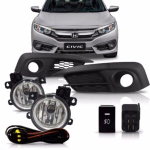 Kit Farol Milha Neblina New Civic 2017 2018 Com Botão