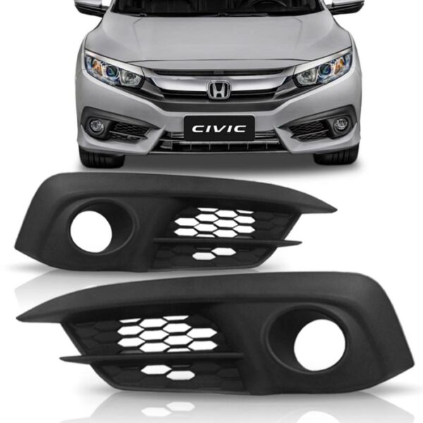 Moldura Milha Parachoque Dianteiro Civic 2017 2018 Com Furo Lado Direito