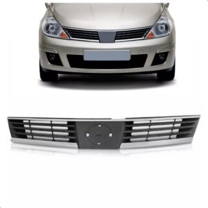 Grade Radiador Tiida 07 A 10 Cinza Escuro Com Friso Cromado Plástico