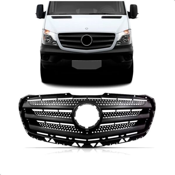 Tela Frontal Radiador Sprinter 17 18 2019 Preta Sem Moldura Fosco