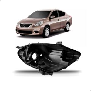 Carcaça Farol Para Nissan Versa 2011 2012 2013 2014 Lado Esquerdo