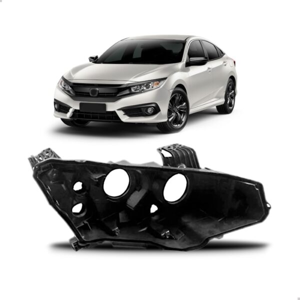 Carcaça Farol Civic 2017 2018 2019 2020 2021 Com Regulador Lado Direito