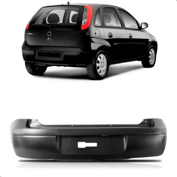 Parachoque Traseiro Corsa Hatch 2003 Até 2012 Preto Sem Furo