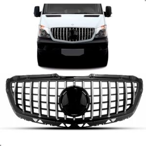 Tela Frontal Radiador Sprinter 17/19 Preta Com Friso Cromado Plástico