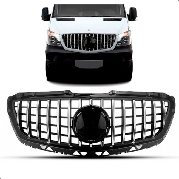Tela Frontal Radiador Sprinter 17/19 Preta Com Friso Cromado Plástico