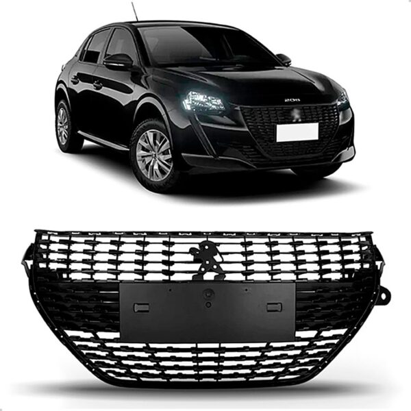 Grade Radiador P/ Peugeot 208 2020 2021 2022 2023 2024 Preta Preto Fosco