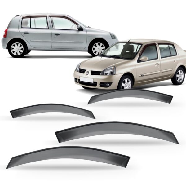 Jogo Calha Chuva Clio Hatch Sedan 2000 À 2016 4 Portas Fumê