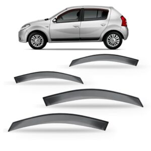 Calha Defletor De Chuva Para Sandero 04 Portas 2007 A 2014 Fumê