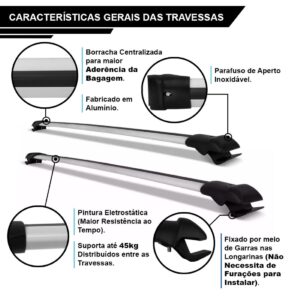 Rack De Teto Travessa Gm Captiva 2008 A 2017 Slim Prata 45kg Prateado