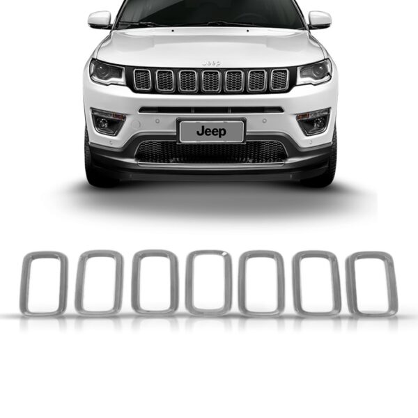 Kit 7 Frisos Grade Jeep Compass 2017 A 2018 Cromado