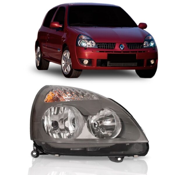 Farol Clio 03 04 2005 2006 2007 2008 09 2010 Cinza 1ª Linha Direito/passageiro