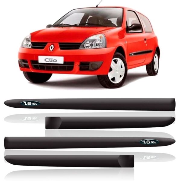 Jogo Friso Lateral Para Clio 2000 A 2011 2p Com Plaqueta 1.6