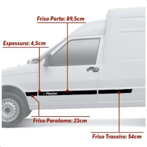 Jogo Friso Lateral P/ Fiorino 6 Peças Personalizado (curta) Preto
