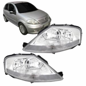 Farol C3 Citroen 03 04 05 06 07 08 09 10 Foco Duplo 1ª Linha Direito/passageiro