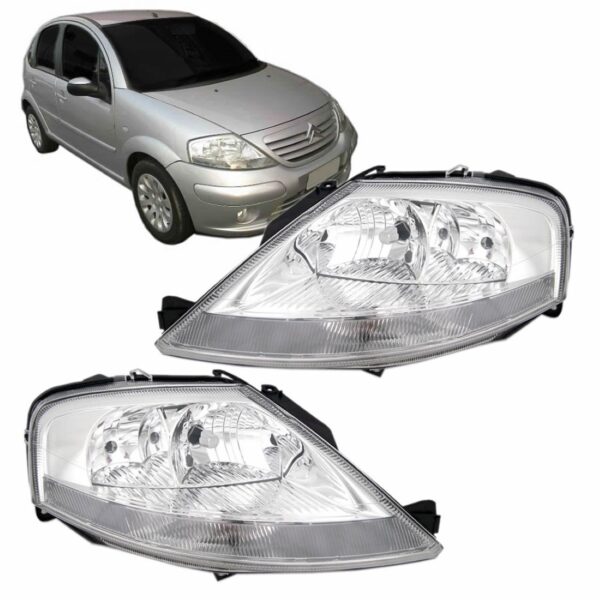 Farol C3 Citroen 03 04 05 06 07 08 09 10 Foco Duplo 1ª Linha Direito/passageiro