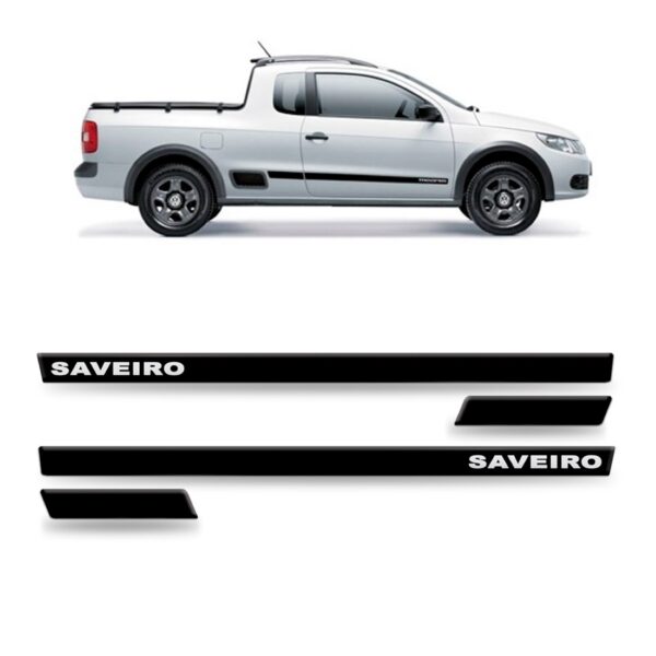 Friso Lateral Saveiro G5 - 2009 A 2012 - Kit 4 Peças Preto