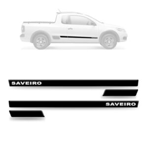 Friso Lateral Saveiro G5 - 2009 A 2012 - Kit 4 Peças Preto