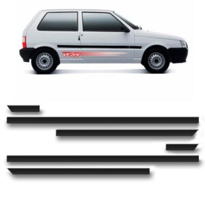 Borrachão Da Porta Uno Way 2008/... 2portas Kit 6 Pçs Largo Preto