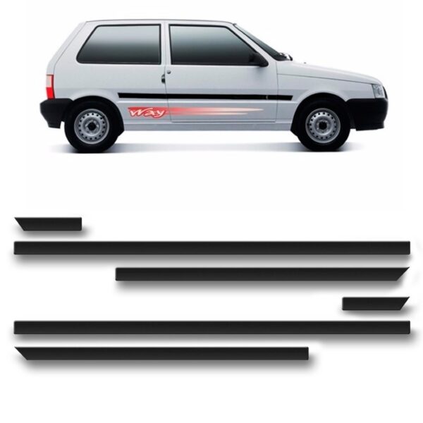 Borrachão Da Porta Uno Way 2008/... 2portas Kit 6 Pçs Largo Preto