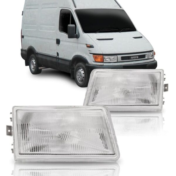 Farol Dianteiro Para Iveco Daily 1994 A 08 Cromado 1ª Linha Esquerdo/motorista