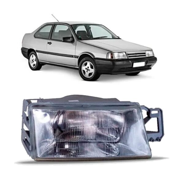 Farol Tempra 91 92 93 94 1995 Cromado Carcaca Cinza 1ª Linha - Direito/passageiro