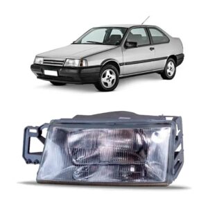 Farol Tempra 91 92 93 94 1995 Cromado Carcaca Cinza 1ª Linha Esquerdo/motorista