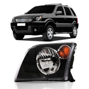 Farol Ecosport 2003 A 2008 Mascara Negra Pisca Ambar Ld Esquerdo/motorista