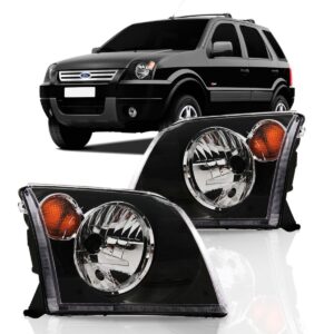 Farol Ecosport 2003 A 2008 Mascara Negra Pisca Ambar Ld Esquerdo/motorista