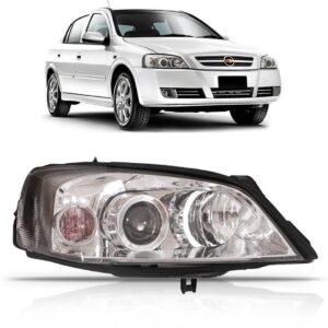 Farol Astra 2003 04 05 06 07 2012 Foco Duplo Máscara Cromada Lado Direito