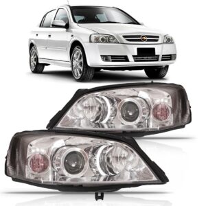 Farol Astra 2003 04 05 06 07 2012 Foco Duplo Máscara Cromada Lado Direito