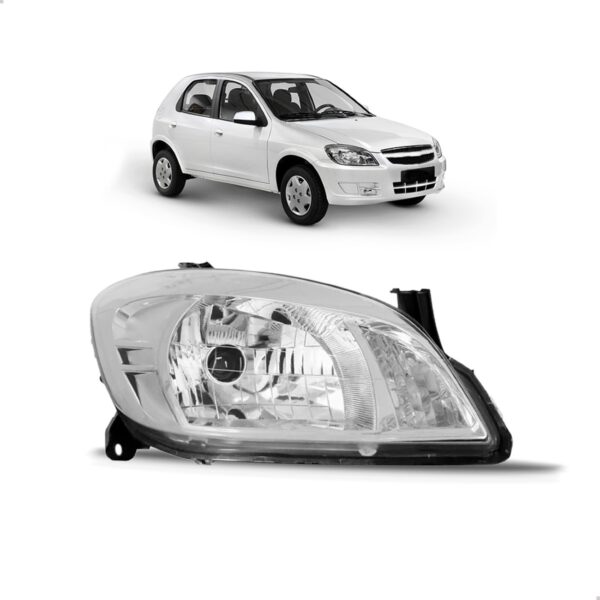 Farol Celta 2007 08 09 10 2011 2012 Cromado Prisma 1ª Linha - Esquerdo/motorista