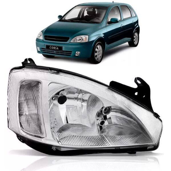 Farol Corsa 2003 A 2007 Cromado Pisca Raiado Ld Direito/passageiro